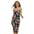 Watercolor Tropical Lily Pattern Print Cross Back Cami Dress