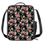 Watercolor Tropical Lily Pattern Print Crossbody Lunch Bag