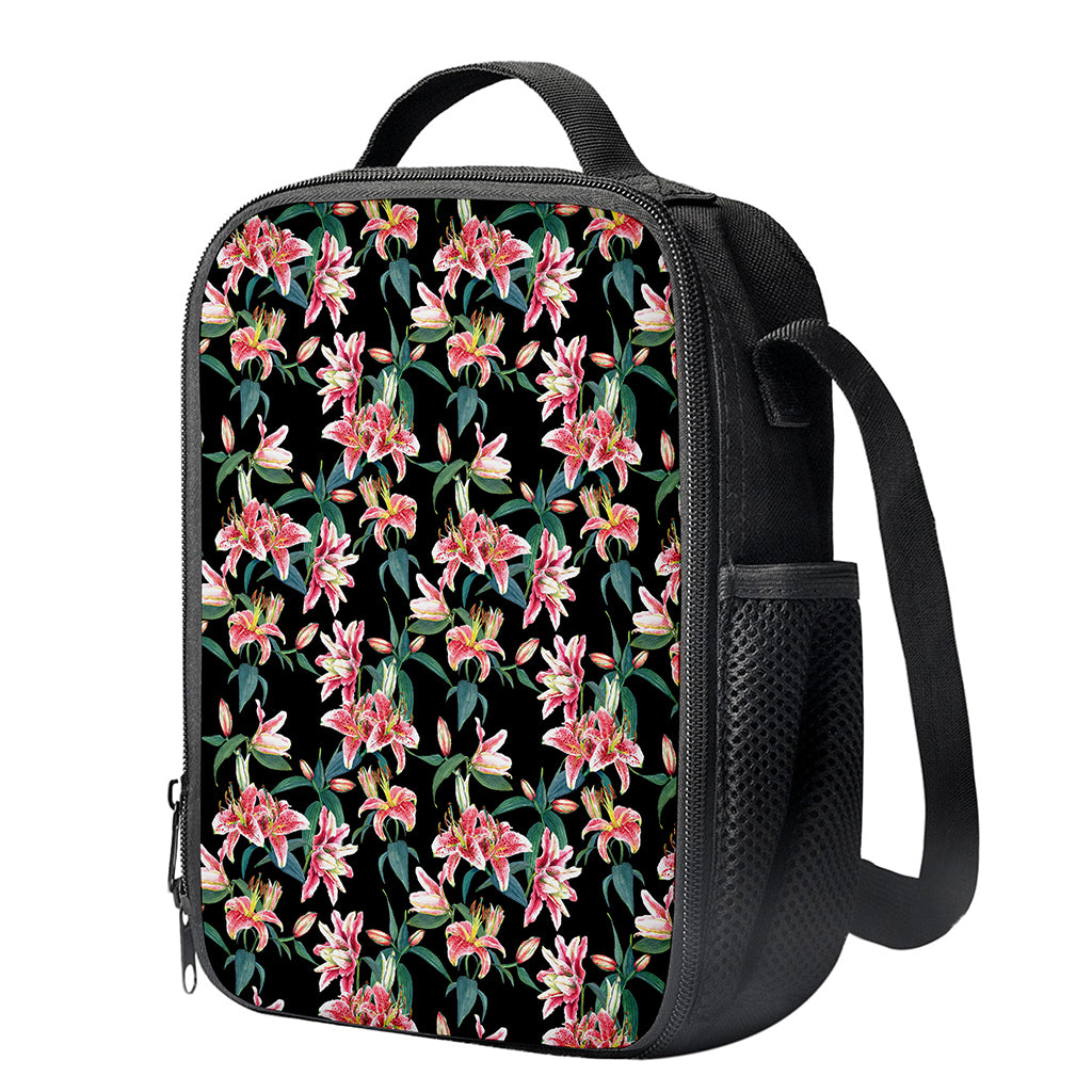 Watercolor Tropical Lily Pattern Print Crossbody Lunch Bag