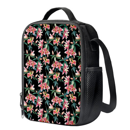 Watercolor Tropical Lily Pattern Print Crossbody Lunch Bag