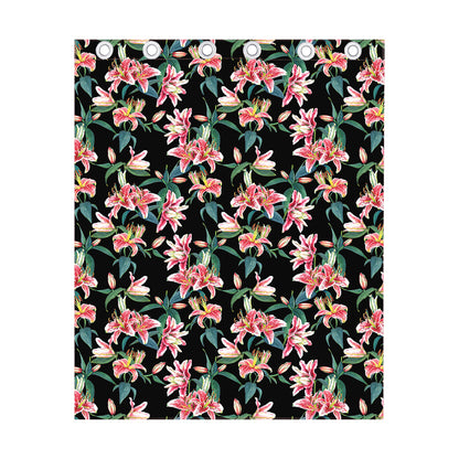 Watercolor Tropical Lily Pattern Print Curtain