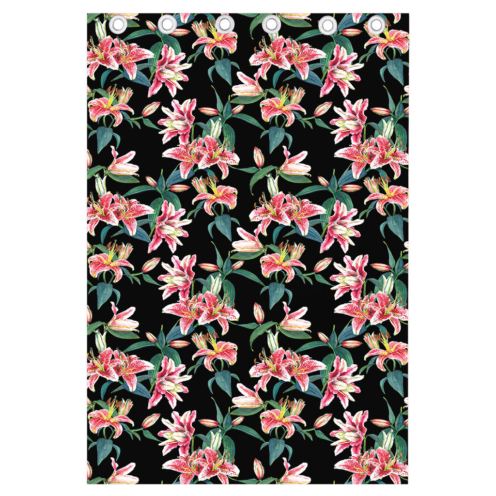 Watercolor Tropical Lily Pattern Print Curtain