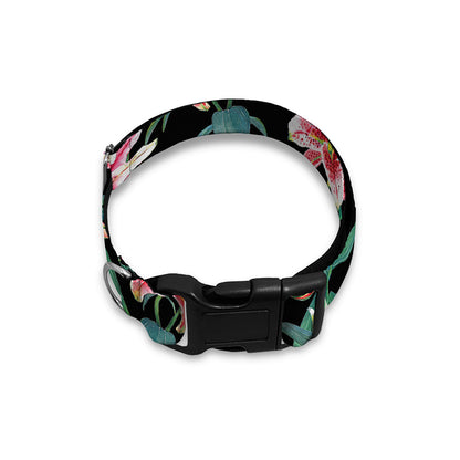 Watercolor Tropical Lily Pattern Print Dog Collar