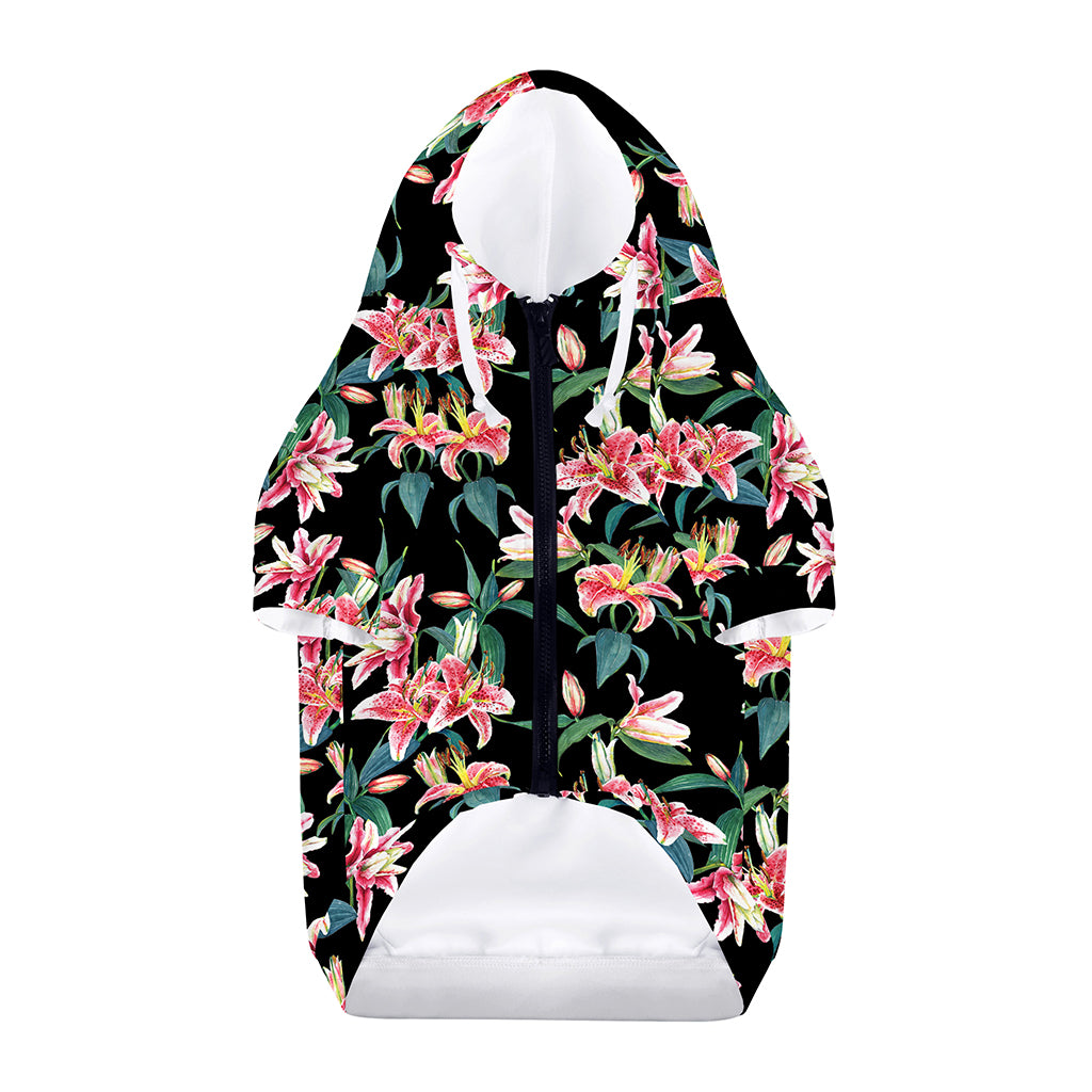 Watercolor Tropical Lily Pattern Print Dog Zip Up Hoodie