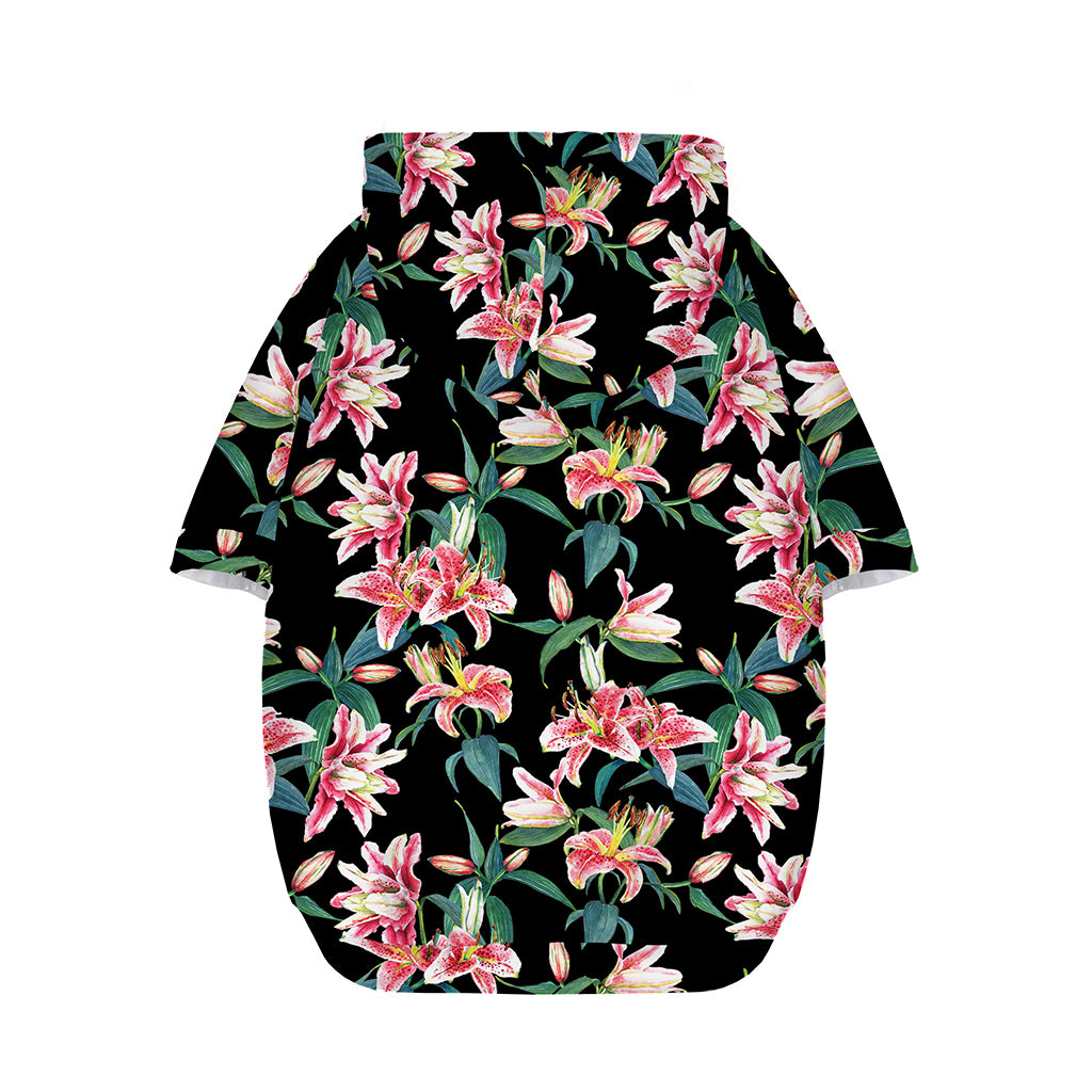Watercolor Tropical Lily Pattern Print Dog Zip Up Hoodie