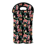 Watercolor Tropical Lily Pattern Print Double Neoprene Wine Tote