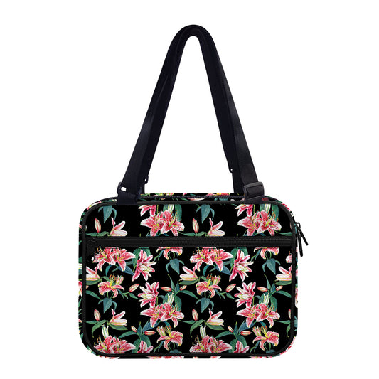 Watercolor Tropical Lily Pattern Print Double Strap Bible Bag