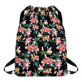 Watercolor Tropical Lily Pattern Print Drawstring Backpack