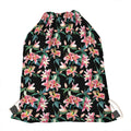 Watercolor Tropical Lily Pattern Print Drawstring Bag