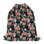 Watercolor Tropical Lily Pattern Print Drawstring Bag