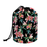 Watercolor Tropical Lily Pattern Print Drawstring Makeup Bag