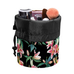 Watercolor Tropical Lily Pattern Print Drawstring Makeup Bag