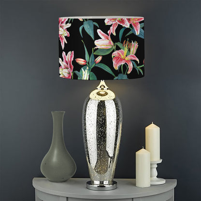 Watercolor Tropical Lily Pattern Print Drum Lamp Shade
