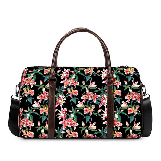 Watercolor Tropical Lily Pattern Print Duffle Bag