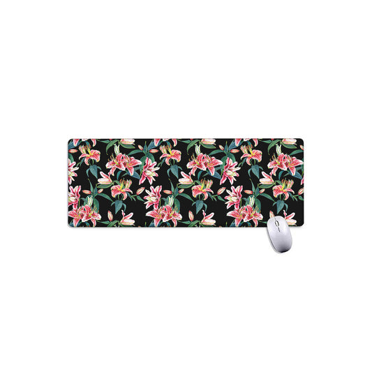 Watercolor Tropical Lily Pattern Print Extended Mouse Pad