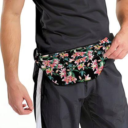 Watercolor Tropical Lily Pattern Print Fanny Pack