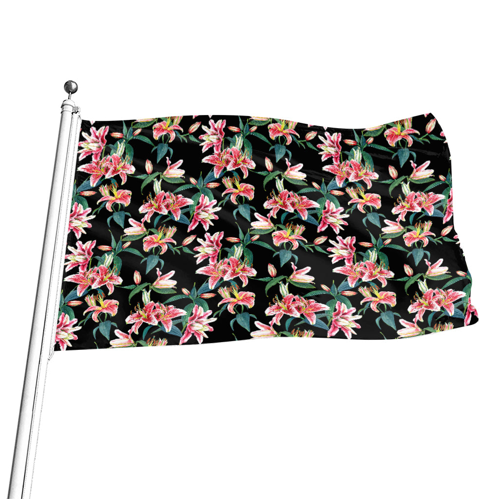 Watercolor Tropical Lily Pattern Print Flag