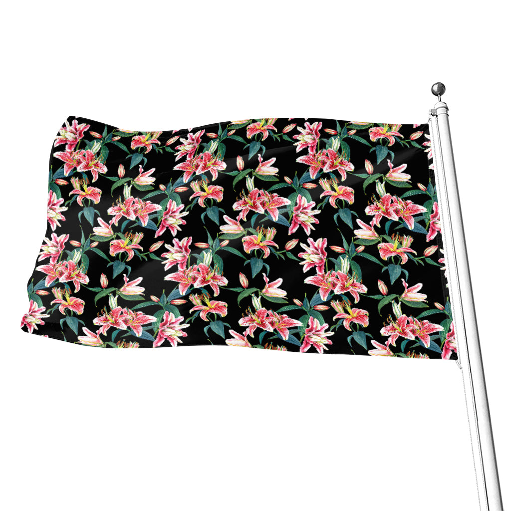 Watercolor Tropical Lily Pattern Print Flag