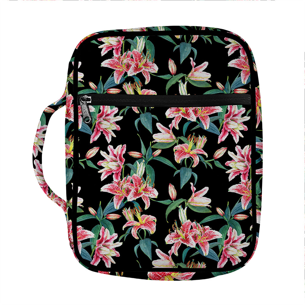 Watercolor Tropical Lily Pattern Print Front Pocket Bible Bag