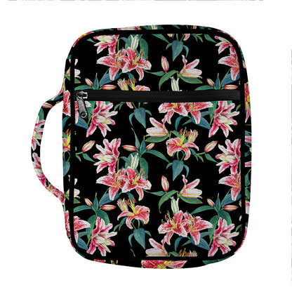 Watercolor Tropical Lily Pattern Print Front Pocket Bible Bag