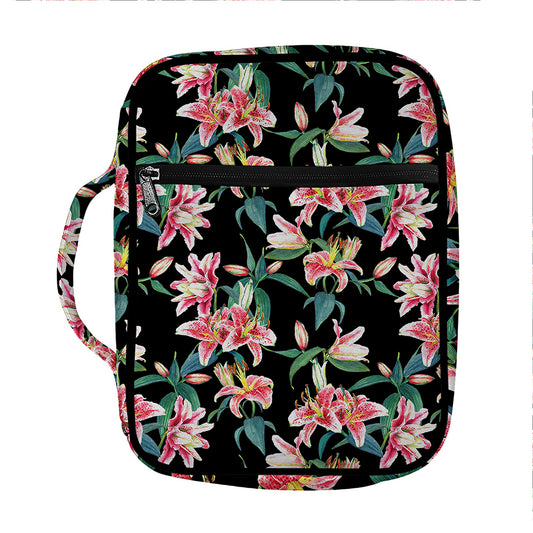 Watercolor Tropical Lily Pattern Print Front Pocket Bible Bag