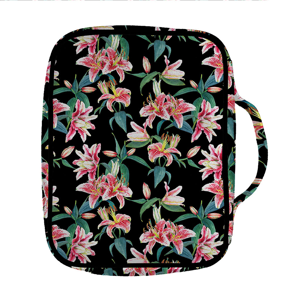 Watercolor Tropical Lily Pattern Print Front Pocket Bible Bag