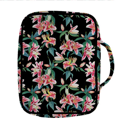 Watercolor Tropical Lily Pattern Print Front Pocket Bible Bag