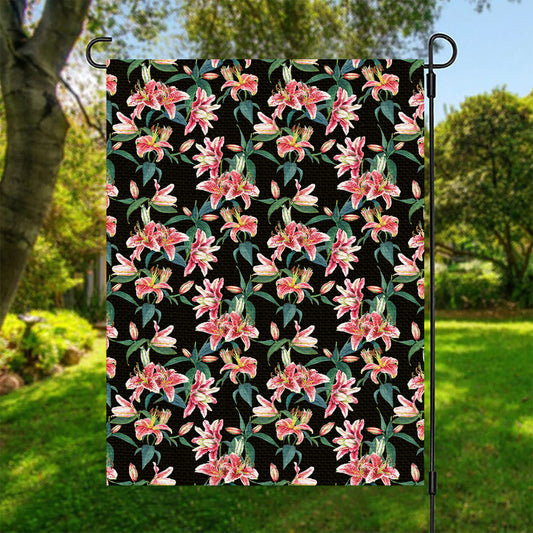 Watercolor Tropical Lily Pattern Print Garden Flag