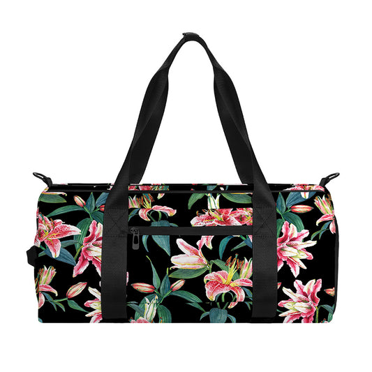Watercolor Tropical Lily Pattern Print Gym Bag
