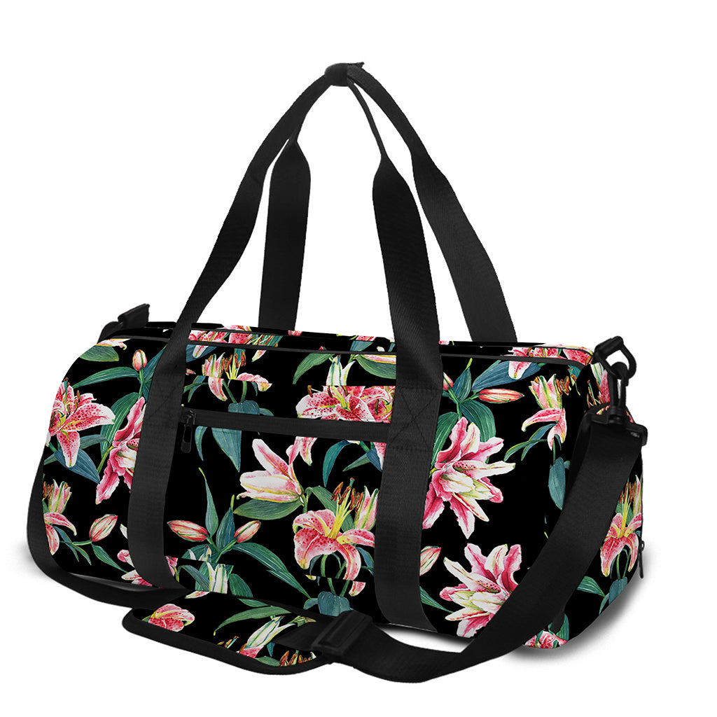 Watercolor Tropical Lily Pattern Print Gym Bag