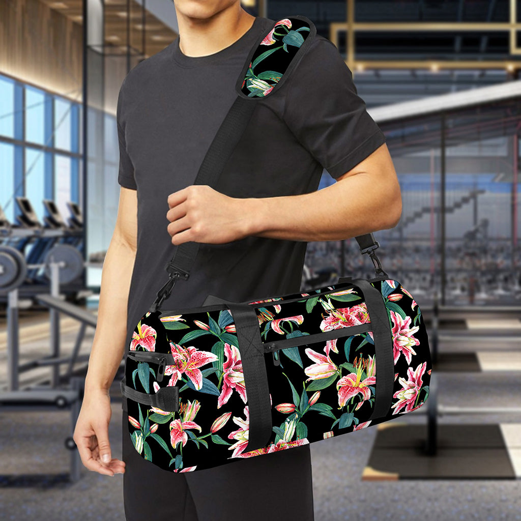 Watercolor Tropical Lily Pattern Print Gym Bag
