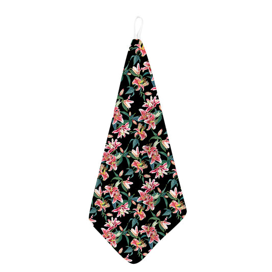 Watercolor Tropical Lily Pattern Print Hand Towel
