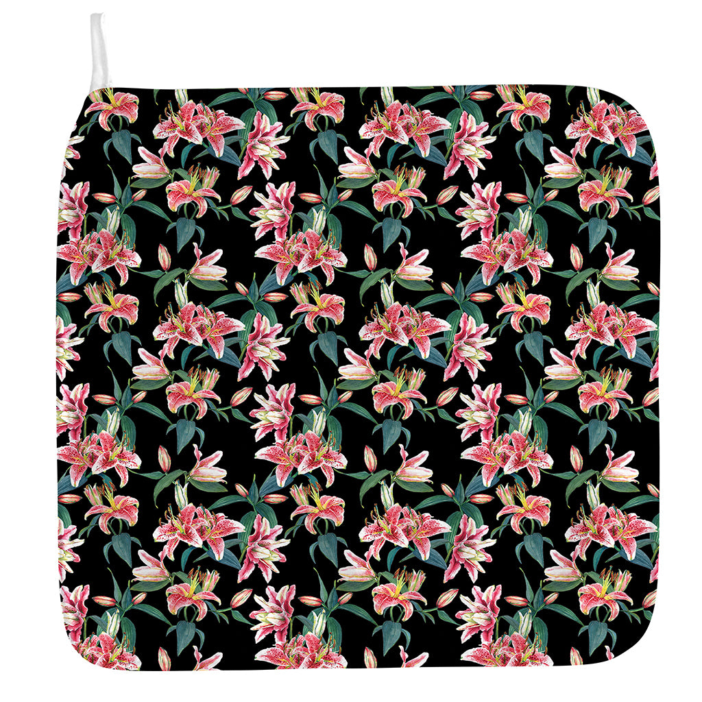Watercolor Tropical Lily Pattern Print Hand Towel