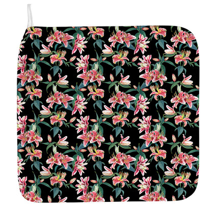Watercolor Tropical Lily Pattern Print Hand Towel