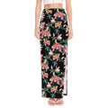 Watercolor Tropical Lily Pattern Print High Slit Maxi Skirt
