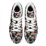 Watercolor Tropical Lily Pattern Print High Top Leather Sneakers