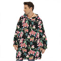 Watercolor Tropical Lily Pattern Print Hoodie Blanket