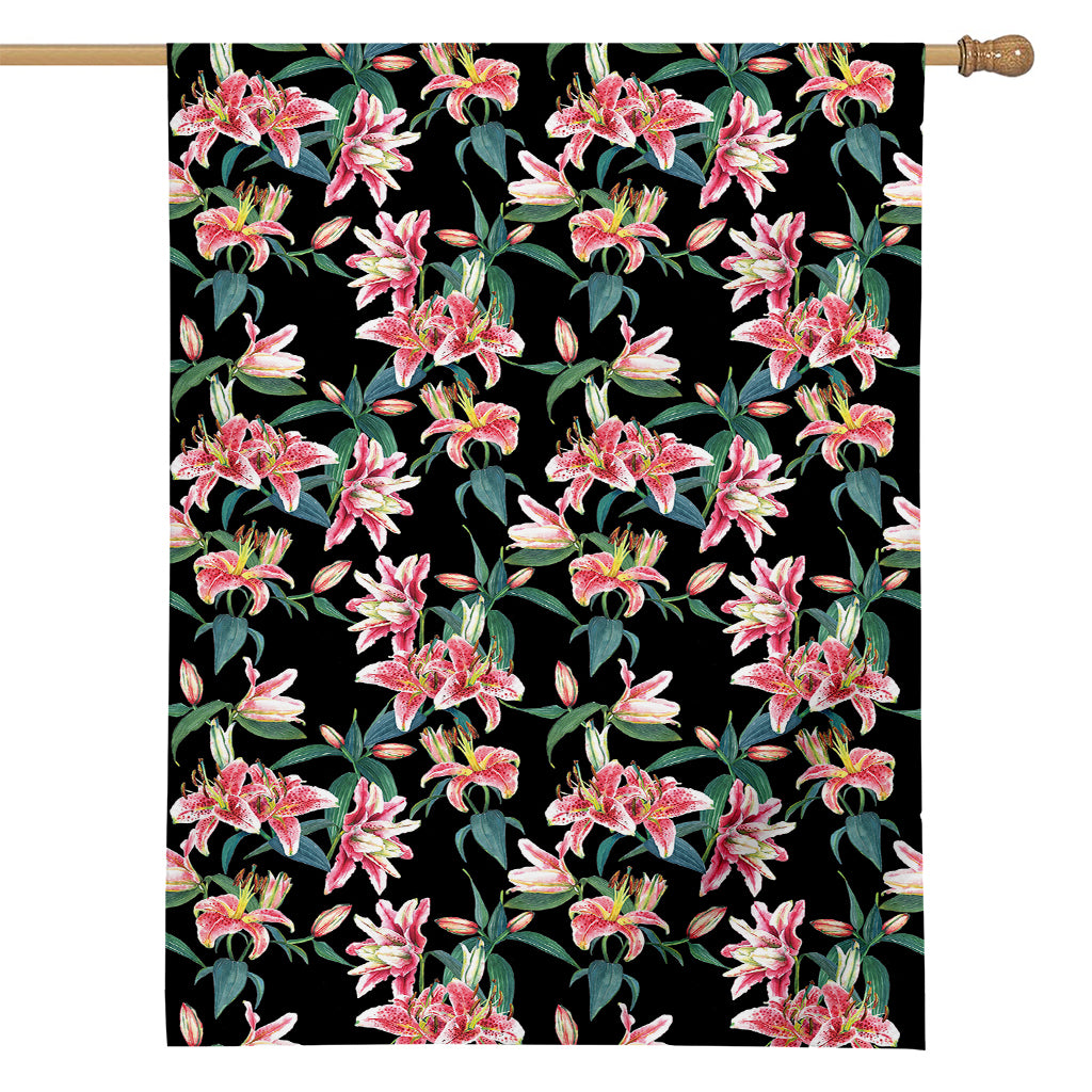 Watercolor Tropical Lily Pattern Print House Flag