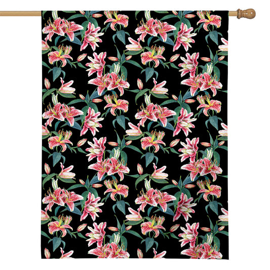 Watercolor Tropical Lily Pattern Print House Flag