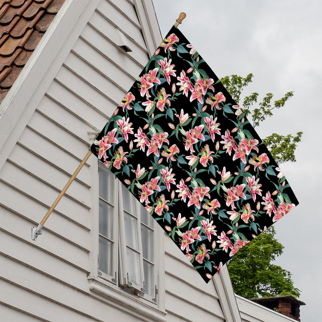 Watercolor Tropical Lily Pattern Print House Flag