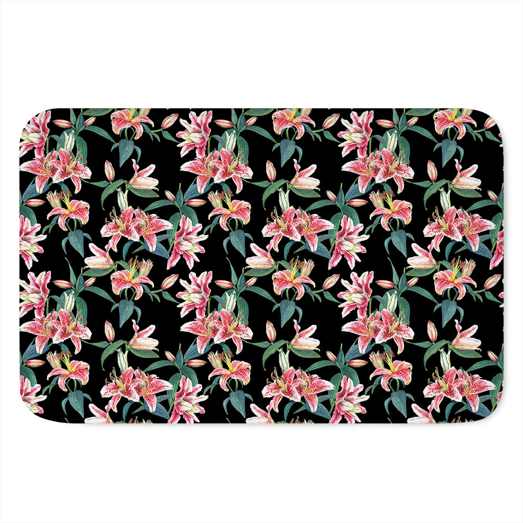 Watercolor Tropical Lily Pattern Print Indoor Door Mat