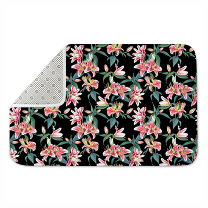 Watercolor Tropical Lily Pattern Print Indoor Door Mat