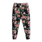 Watercolor Tropical Lily Pattern Print Jogger Pants