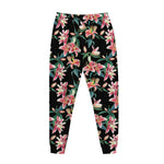 Watercolor Tropical Lily Pattern Print Jogger Pants