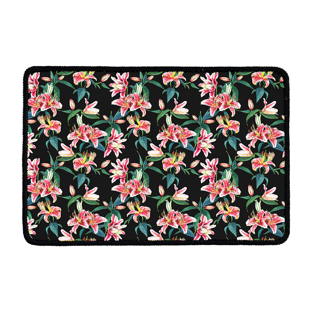 Watercolor Tropical Lily Pattern Print Kitchen Mat