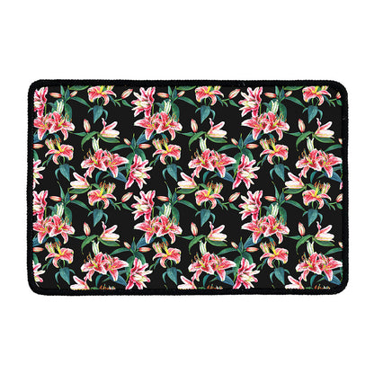Watercolor Tropical Lily Pattern Print Kitchen Mat