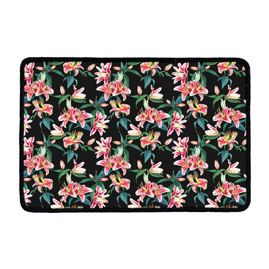 Watercolor Tropical Lily Pattern Print Kitchen Mat
