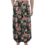 Watercolor Tropical Lily Pattern Print Lantern Pants