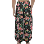 Watercolor Tropical Lily Pattern Print Lantern Pants