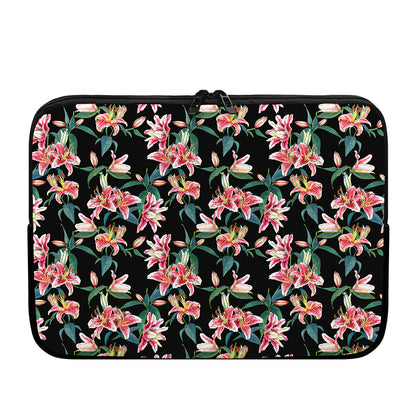 Watercolor Tropical Lily Pattern Print Laptop Sleeve